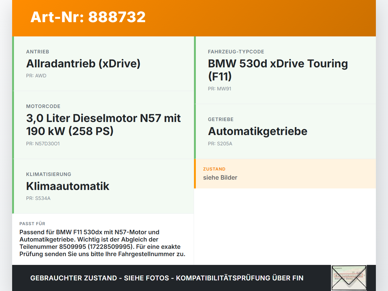 BMW F11 530dx 10-14 3,0 190KW Kühlwasserschlauch Wasserschlauch BMW F11 530dx 10-14 09.06.2011 9241359 64219241359... Vorschau 3