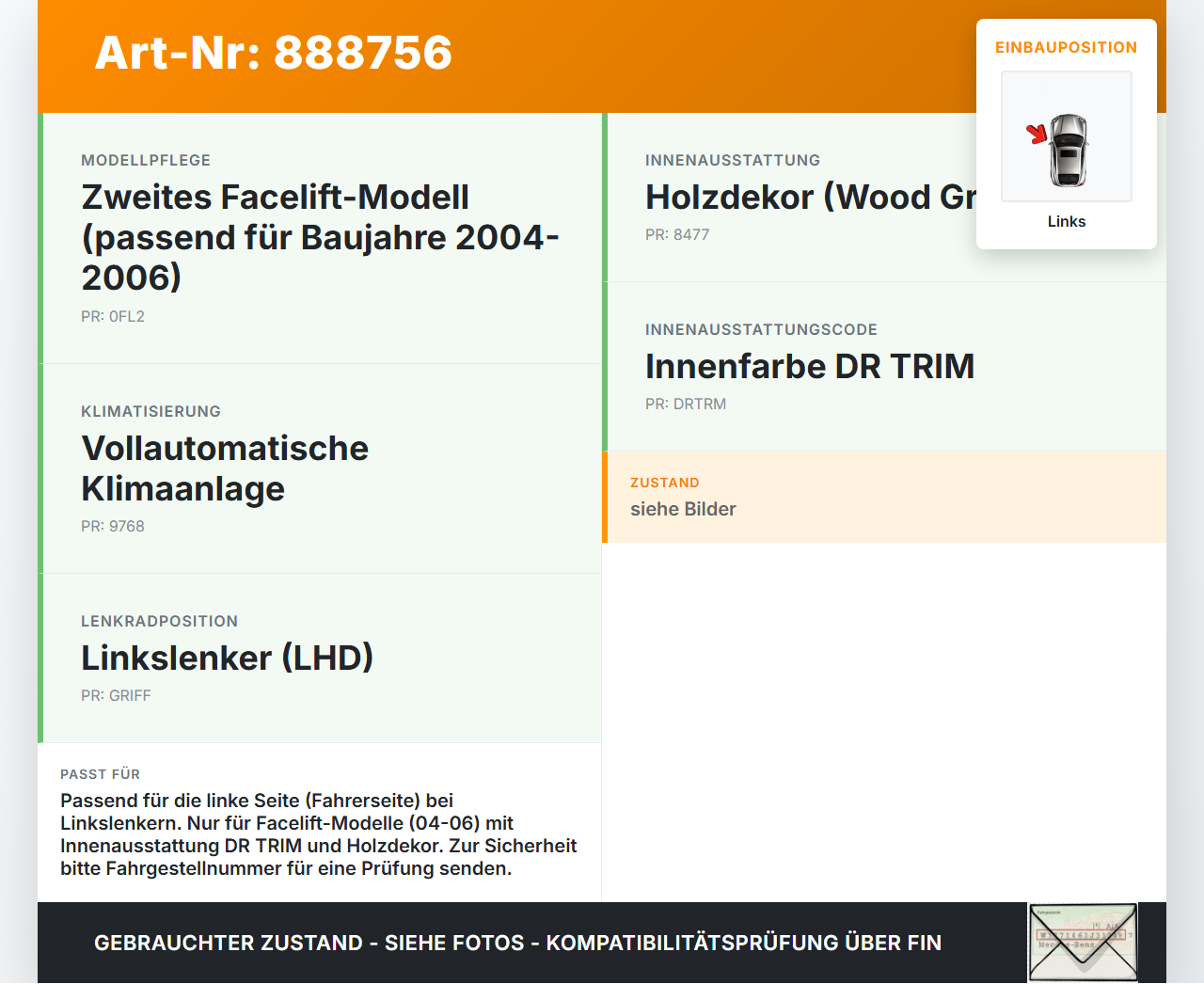 Hyundai Terracan 04-06 Luftdusche Luftdüse Links Hyundai Terracan 04-06 30.03.2006 85750-H1800 gebraucht Vorschau 3