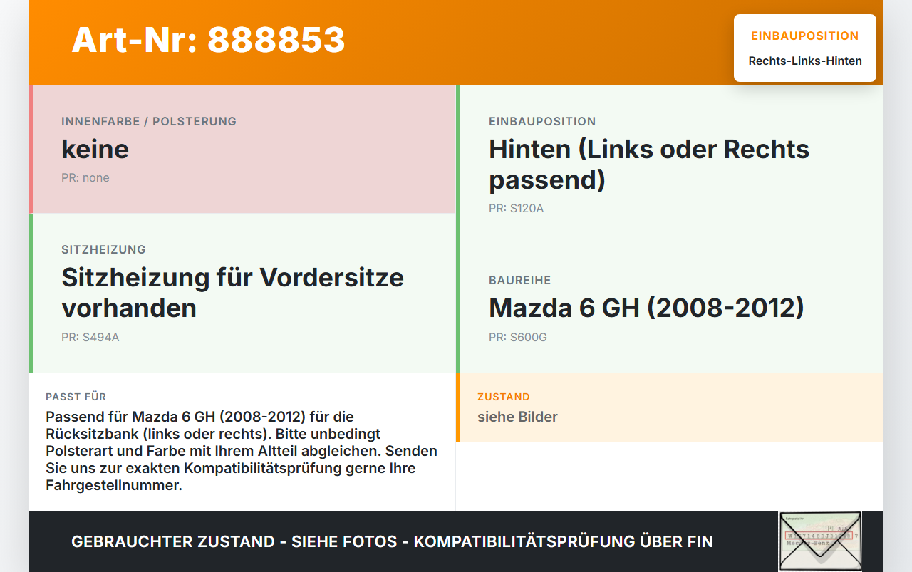Mazda 6 GH 08-12 Kopfstütze Rechts oder Links Hinten Mazda 6 GH 08-12 31.05.2010 gebraucht Vorschau 3