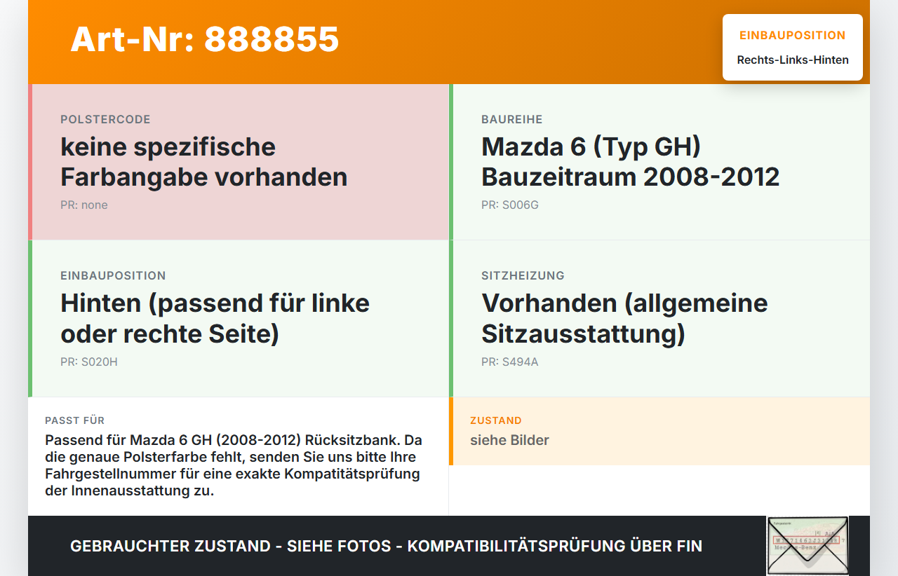 Mazda 6 GH 08-12 Kopfstütze Rechts oder Links Hinten Mazda 6 GH 08-12 31.05.2010 gebraucht Vorschau 3