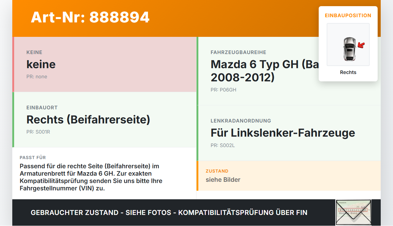 Mazda 6 GH 08-12 Luftdusche Luftdüse Rechts Mazda 6 GH 08-12 31.05.2010 gebraucht Vorschau 3