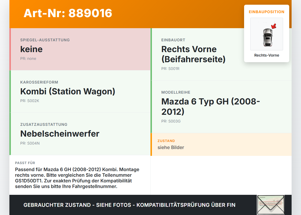 Mazda 6 GH 08-12 Kombi Halter Träger Aufnahme Führung für Stoßstange Rechts Vorne Mazda 6 GH 08-12 31.05.2010... Vorschau 3