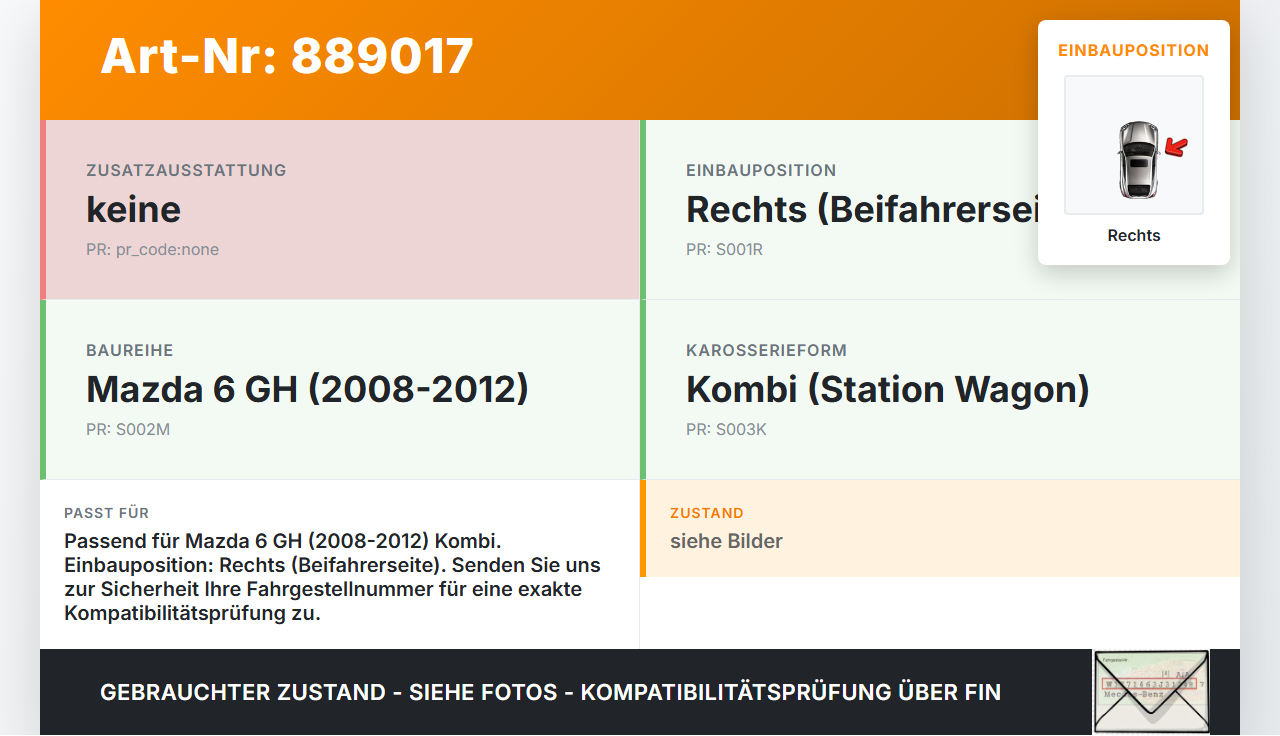 Mazda 6 GH 08-12 Kombi Scharnier für Motorhaube Motorhaubenscharnier Rechts Mazda 6 GH 08-12 31.05.2010 gebraucht Vorschau 3
