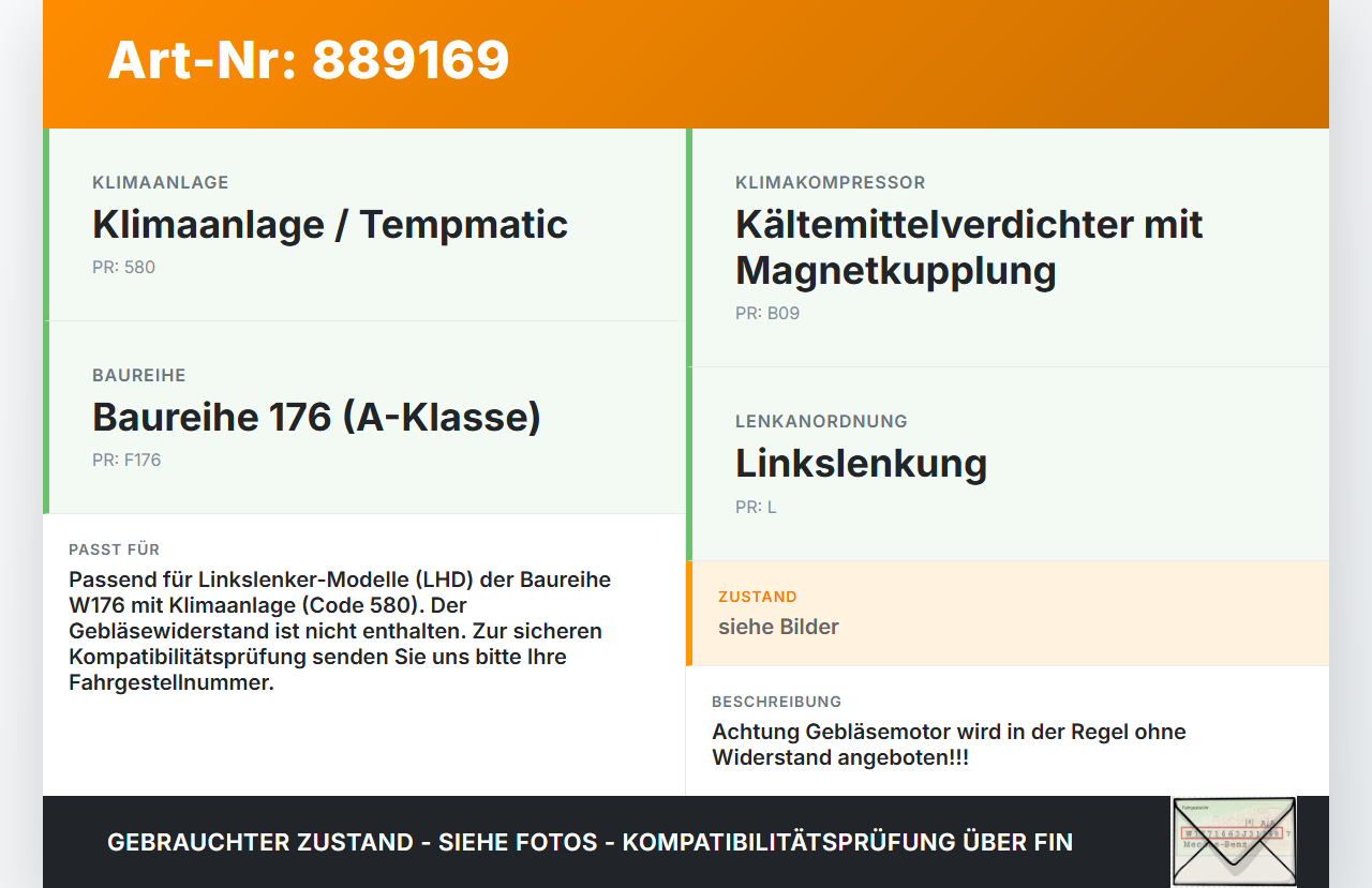 Mercedes W176 A180 12-15 Gebläsemotor Lüftermotor Heizungsgebläse Mercedes W176 A180 12-15 31.10.2013 A2469064200... Vorschau 3