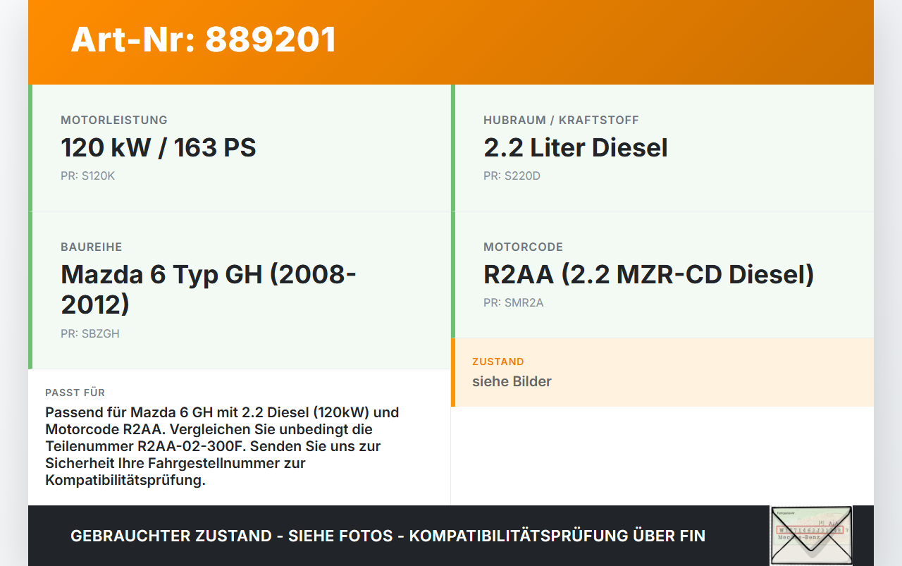 Mazda 6 GH 08-12 2,2d 120KW GH1 R2AA-02-300F Unterdruckpumpe Vakuumpumpe Mazda 6 GH 08-12 31.05.2010 R2AA-18G00... Vorschau 3