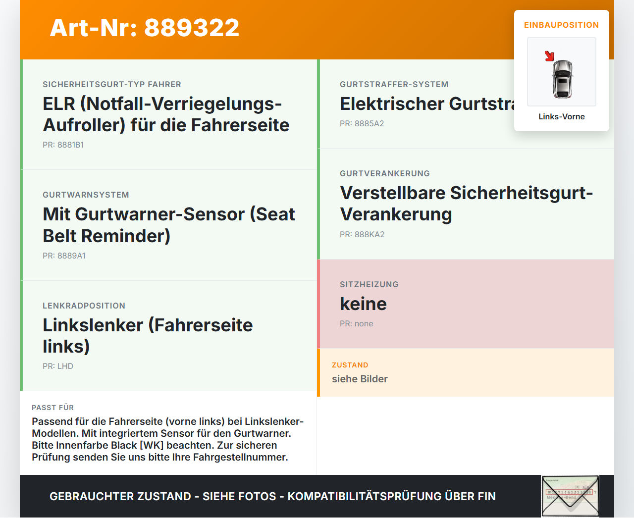 Kia Soul I AM 08-11 Gurtschloss Links Vorne Kia Soul I AM 08-11 16.01.2009 gebraucht Vorschau 3