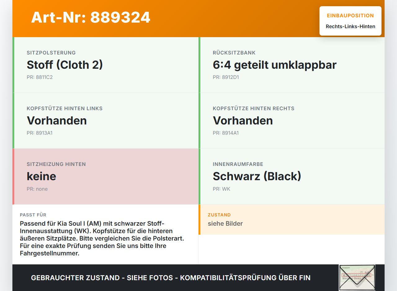 Kia Soul I AM 08-11 Kopfstütze Rechts oder Links Hinten Kia Soul I AM 08-11 16.01.2009 897002K000 gebraucht Vorschau 3