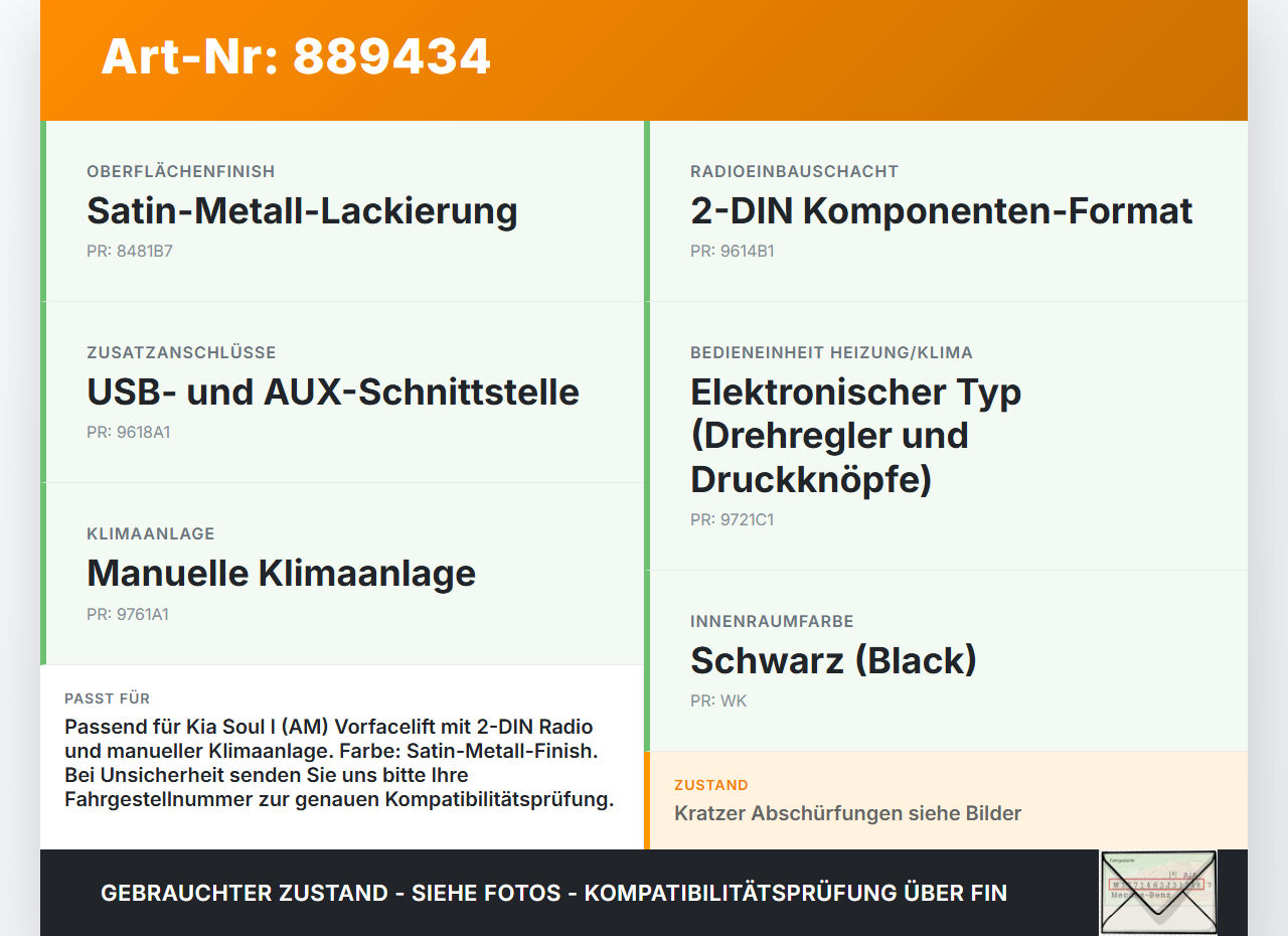 Kia Soul I AM 08-11 Blende Einbaurahmen Kia Soul I AM 08-11 16.01.2009 84740-2K100 CF0351KF1 gebraucht Vorschau 3