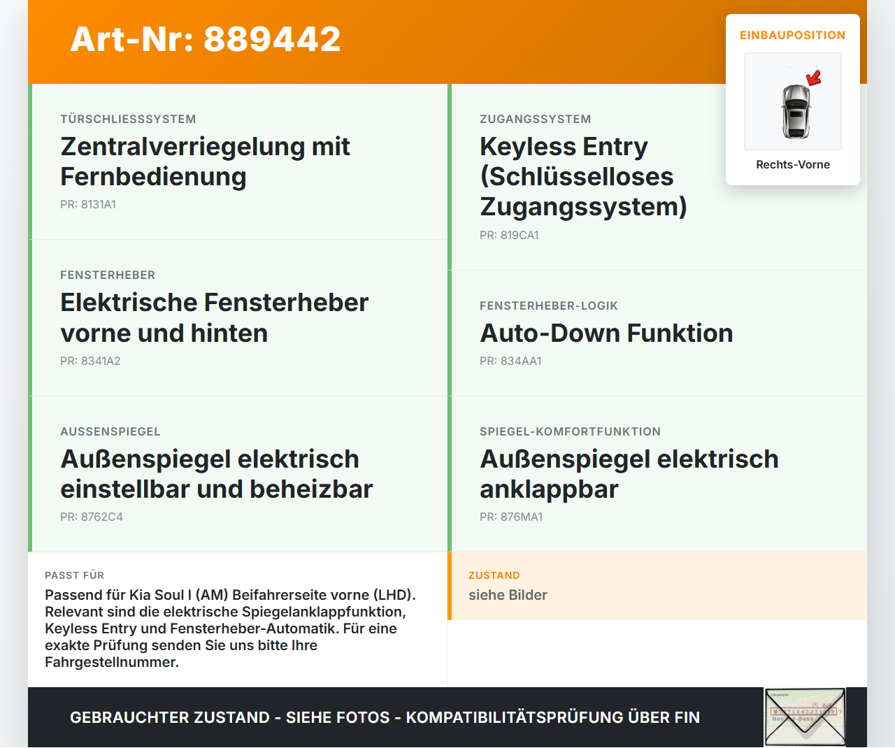 Kia Soul I AM 08-11 Kabelbaum für Tür und Fensterheber Rechts Vorne Kia Soul I AM 08-11 16.01.2009 91610-2K140-D... Vorschau 3