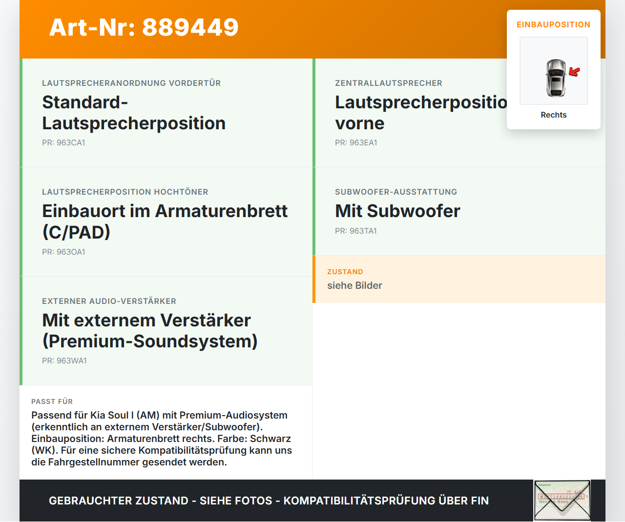 Kia Soul I AM 08-11 Lautsprecher Hochtöner Rechts Kia Soul I AM 08-11 16.01.2009 gebraucht Vorschau 3