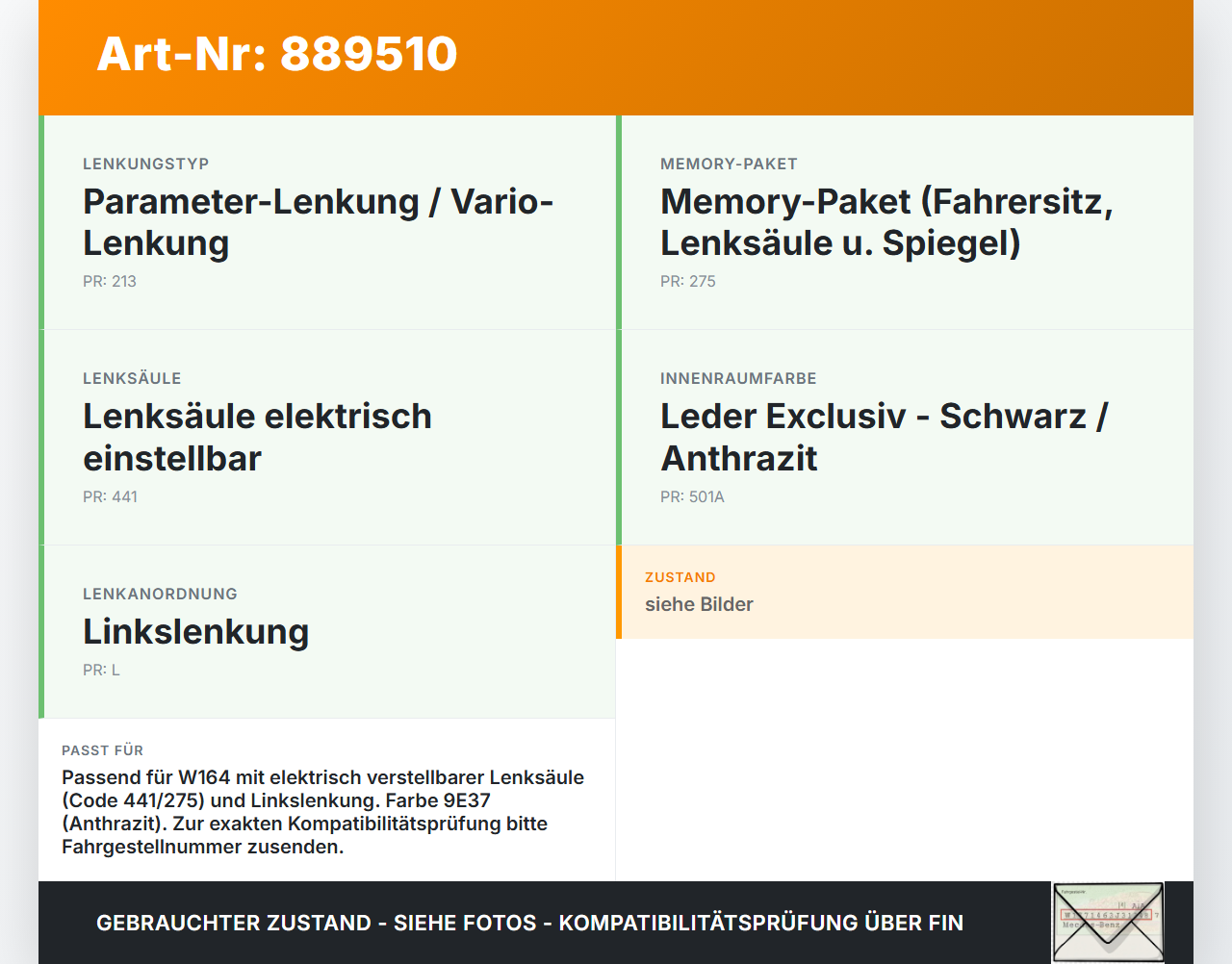 Mercedes W164 ML420 05-09 Schaltzentrum Lenkrad Mercedes W164 ML420 05-09 17.02.2006 A1644605103 A16446051039E37... Vorschau 3