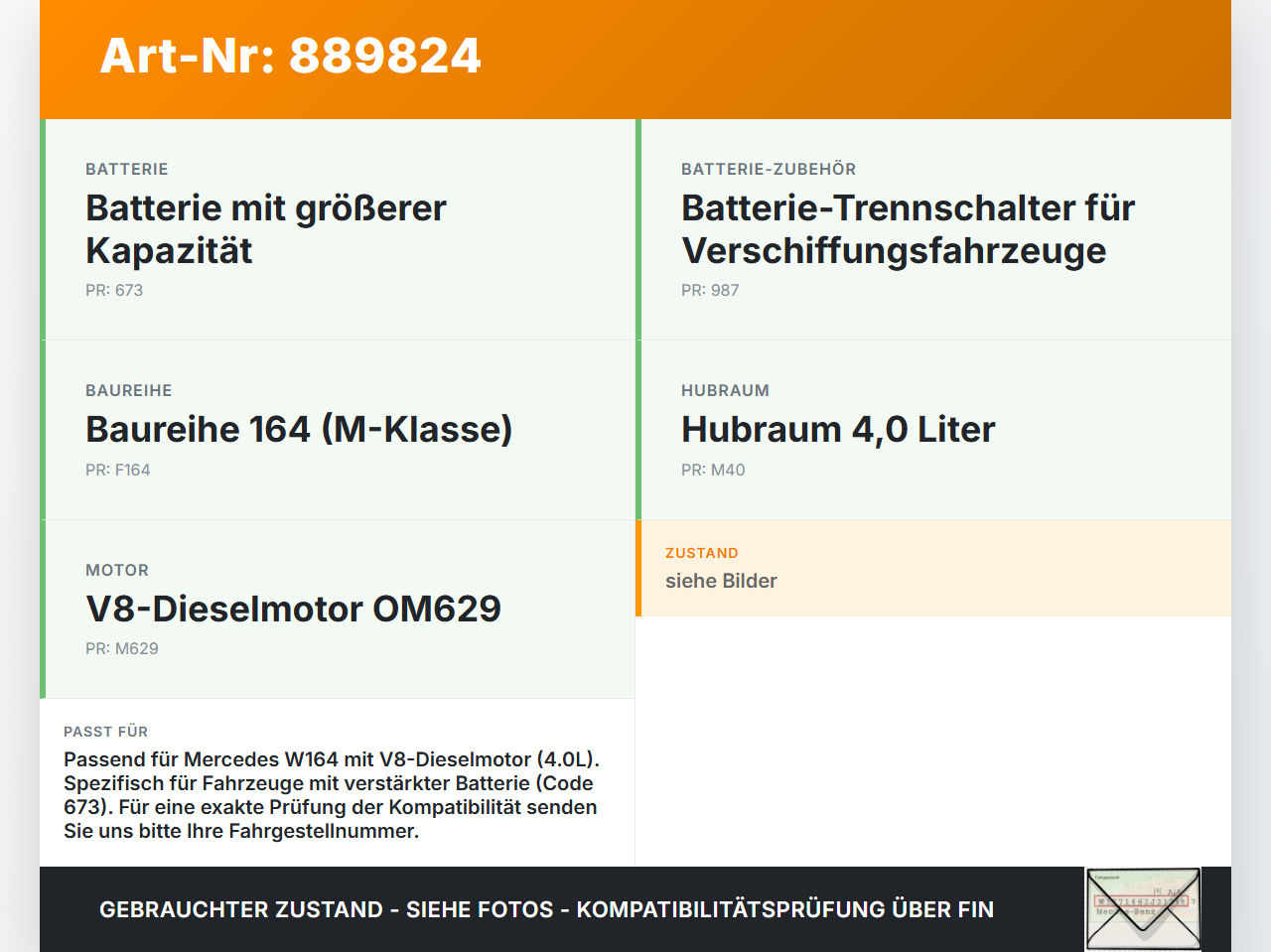 Mercedes W164 ML420 05-09 CDI 4,0 225KW Batteriesicherung Sicherungsdose Mercedes W164 ML420 05-09 17.02.2006... Vorschau 3