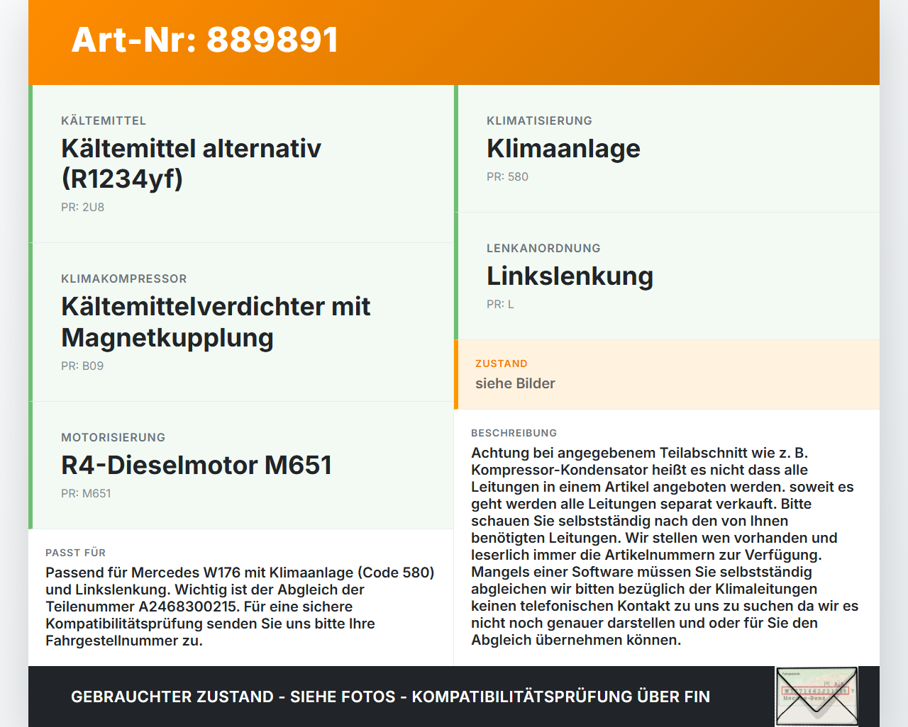 Mercedes W176 A180 12-15 CDI 1,5 80KW Klimaschlauch Klimaleitung Mercedes W176 A180 12-15 31.10.2013 A2468300215... Vorschau 3
