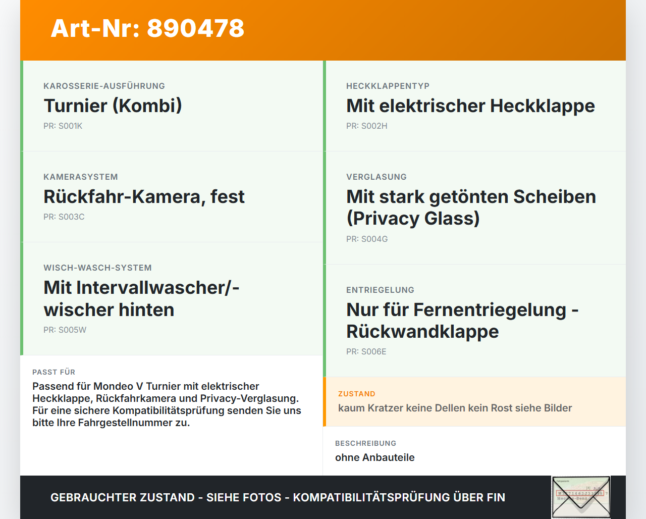 Ford Mondeo V BA7 CF 14-19 Kombi Heckklappe Kofferraumdeckel G9ZEWHA Ford Mondeo V BA7 CF 14-19 16.12.2016... Vorschau 3