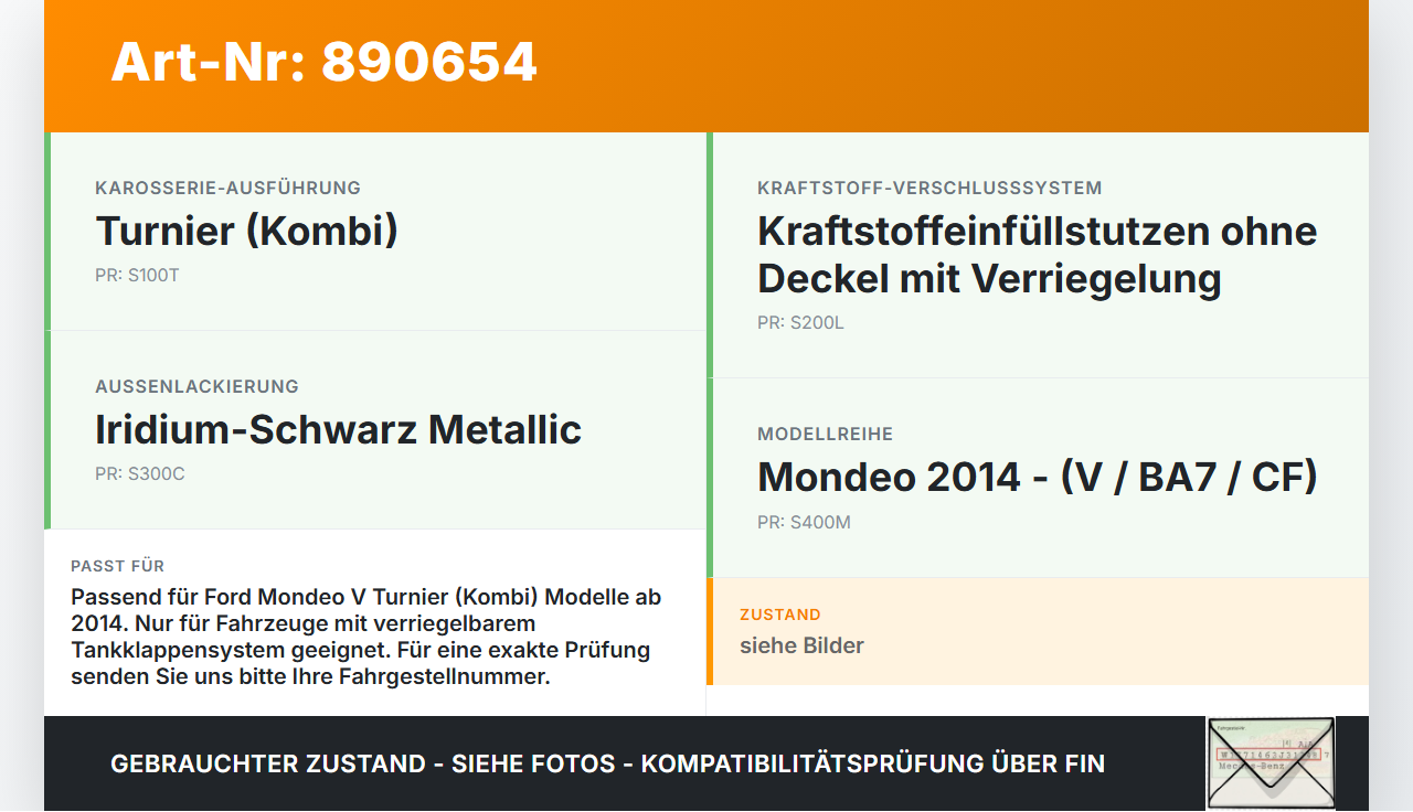 Ford Mondeo V BA7 CF 14-19 Scharnier Arm für Tankdeckel Tankklappe G9ZEWHA Ford Mondeo V BA7 CF 14-19 16.12.2016... Vorschau 3