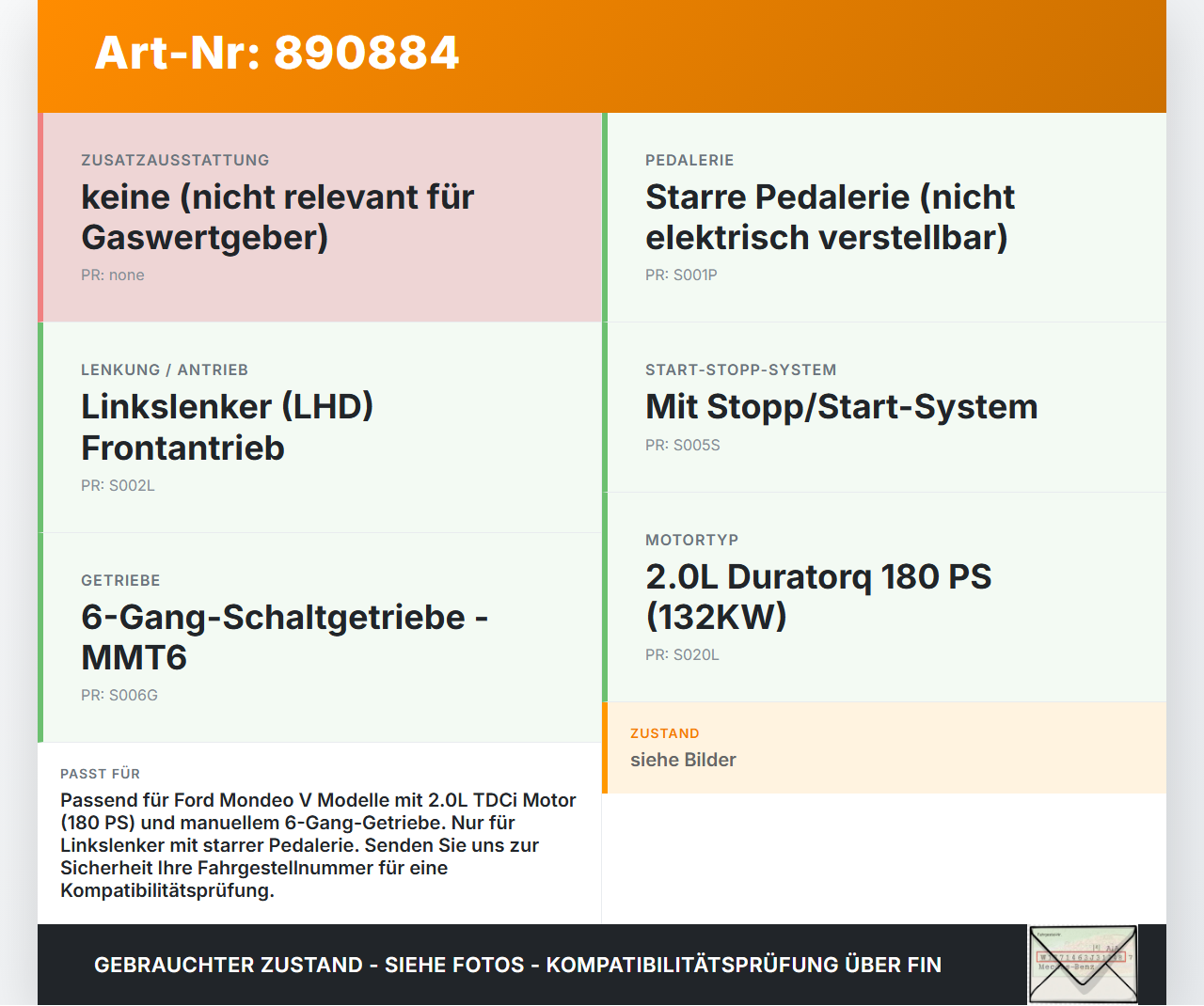 Ford Mondeo V BA7 CF 14-19 TDCi 2,0 132KW Gaswertgeber Gaspedal Ford Mondeo V BA7 CF 14-19 16.12.2016 DG9C-9F836-AD... Vorschau 3