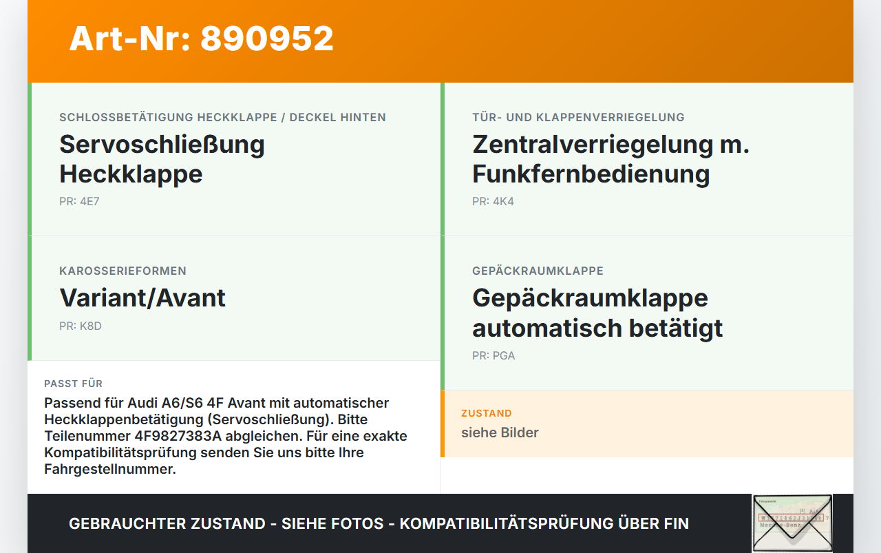 Audi A6 4F C6 04-08 Kombi ZV Stellmotor Zuziehhilfe für Heckklappenschloss Audi A6 4F C6 04-08 30.11.2006... Vorschau 3