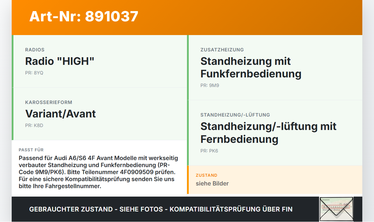 Audi A6 4F C6 04-08 Antennenverstärker Telestart T90 Standheizung Steuergerät Audi A6 4F C6 04-08 30.11.2006... Vorschau 3