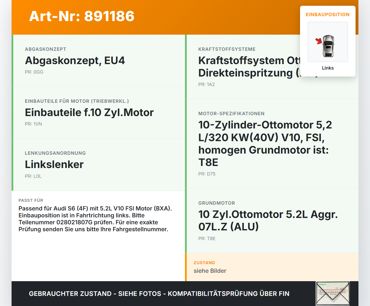 Audi A6 4F C6 04-08 5,2 320KW Luftmassenmesser Links Audi A6 4F C6 04-08 30.11.2006 07L133835K 028021807G 270640822... Vorschau 3