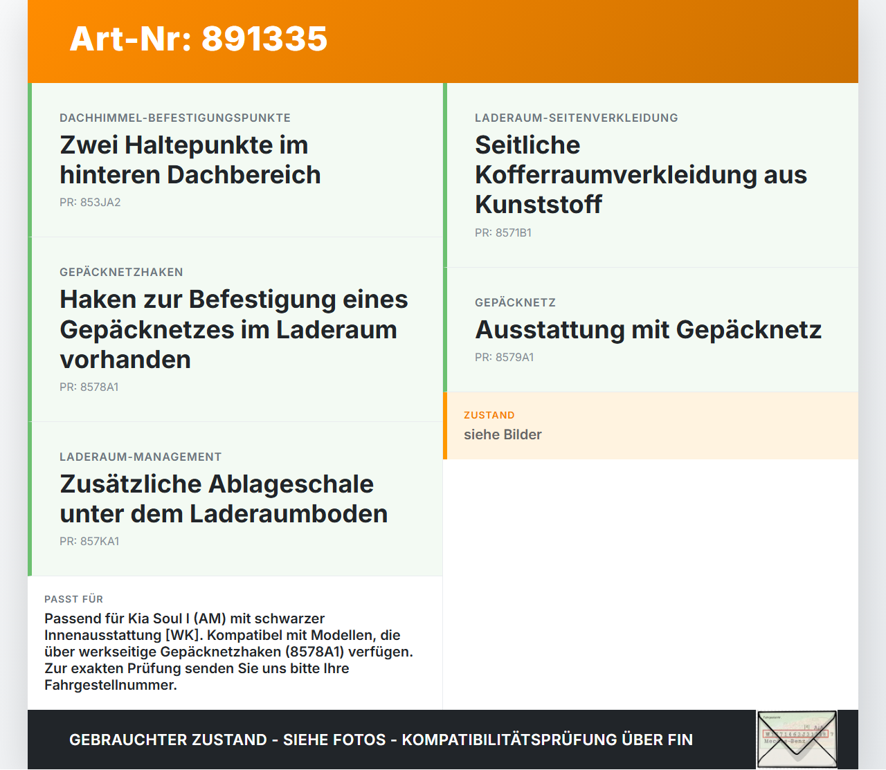 Kia Soul I AM 08-11 Trenngitter Trennetze Kia Soul I AM 08-11 16.01.2009 gebraucht Vorschau 3