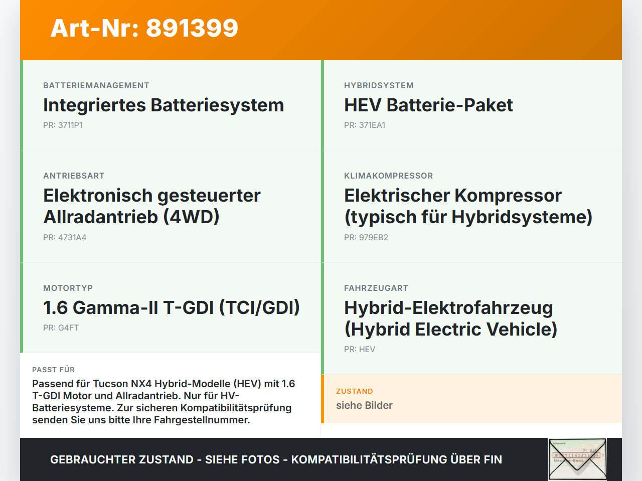 Hyundai Tucson IV NX4 20-23 Zelle Akku Hybrid Batterie HV Pos.1 Hyundai Tucson IV NX4 20-23 31.08.2021 BM410-A5000... Vorschau 3