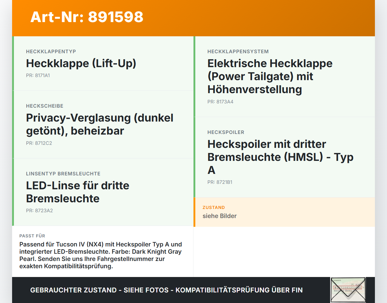 Hyundai Tucson IV NX4 20-23 Spoiler für Heckklappe Hyundai Tucson IV NX4 20-23 31.08.2021 gebraucht Vorschau 3