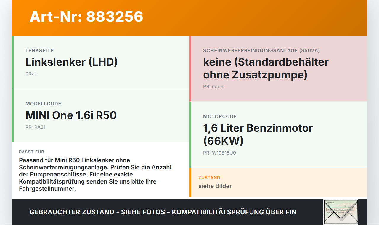 Mini One R50 01-06 1,6i 66KW Waschwasserbehälter Wasserbehälter Wischwasserbehälter Mini One R50 01-06 04.09.2002... Vorschau 3