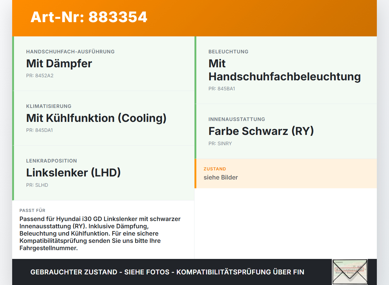 Hyundai I30 GD 11-15 Handschuhfach Hyundai I30 GD 11-15 09.07.2014 84540-A6000 gebraucht Vorschau 3