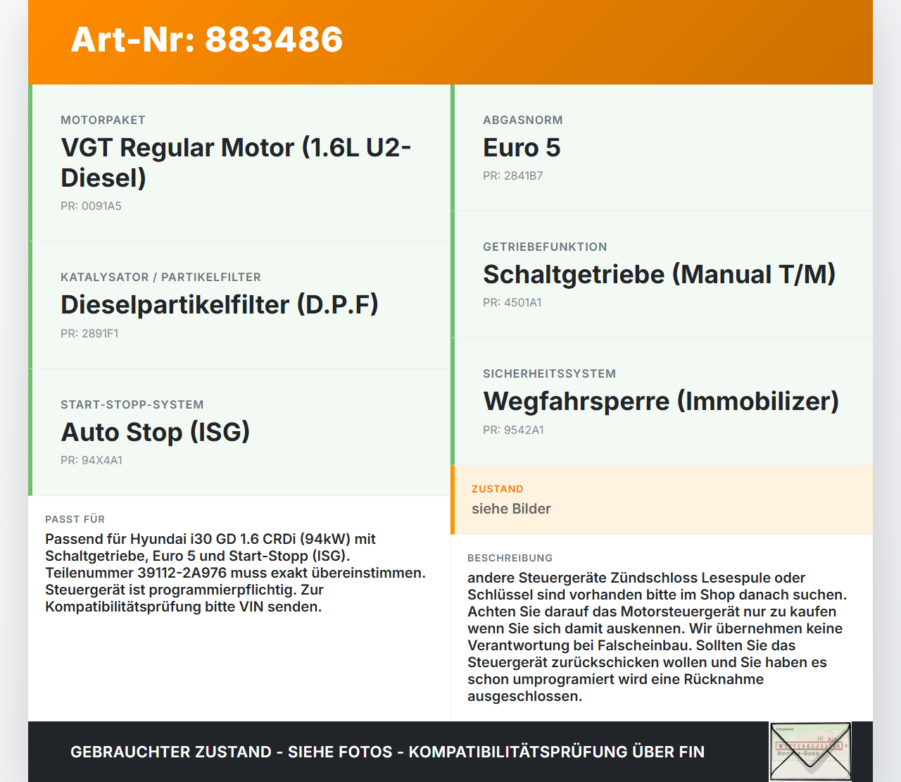 Hyundai I30 GD 11-15 CRDi 1,6 94KW Steuergerät ECU für Motor Motorsteuergerät Hyundai I30 GD 11-15 09.07.2014... Vorschau 3