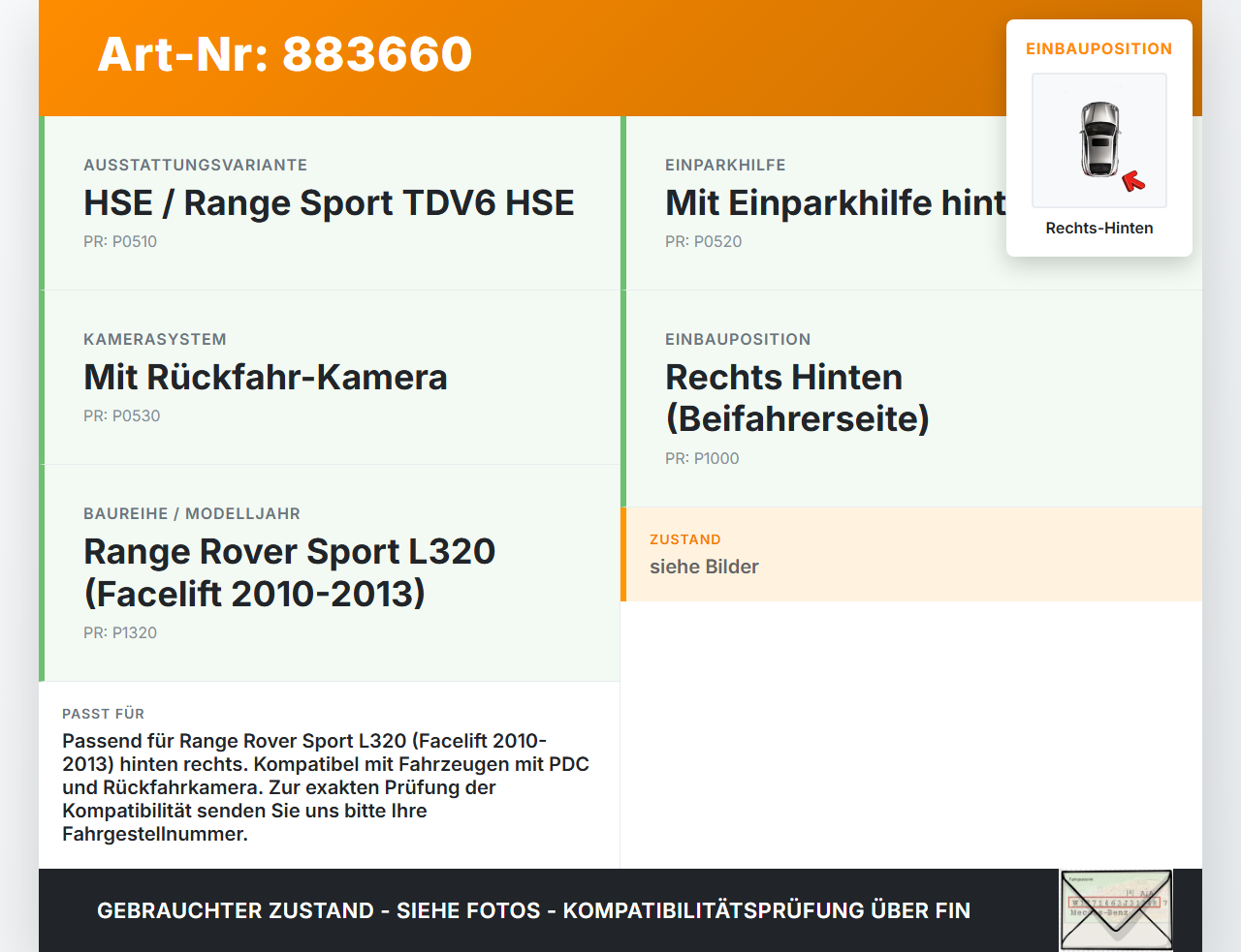 Range Rover Sport LS 10-13 Halter Träger Aufnahme Führung Stoßstange Rechts Hinten Range Rover Sport LS 10-13... Vorschau 3