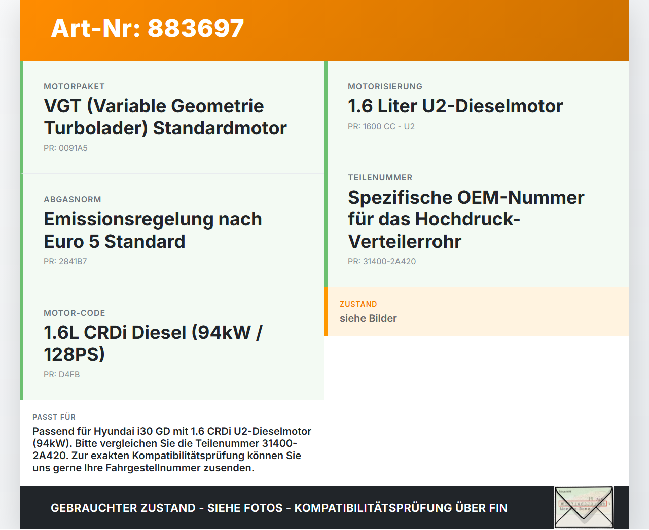 Hyundai I30 GD 11-15 CRDi 1,6 94KW Verteilerrohr für Hochdruck Verteiler Hyundai I30 GD 11-15 09.07.2014... Vorschau 3
