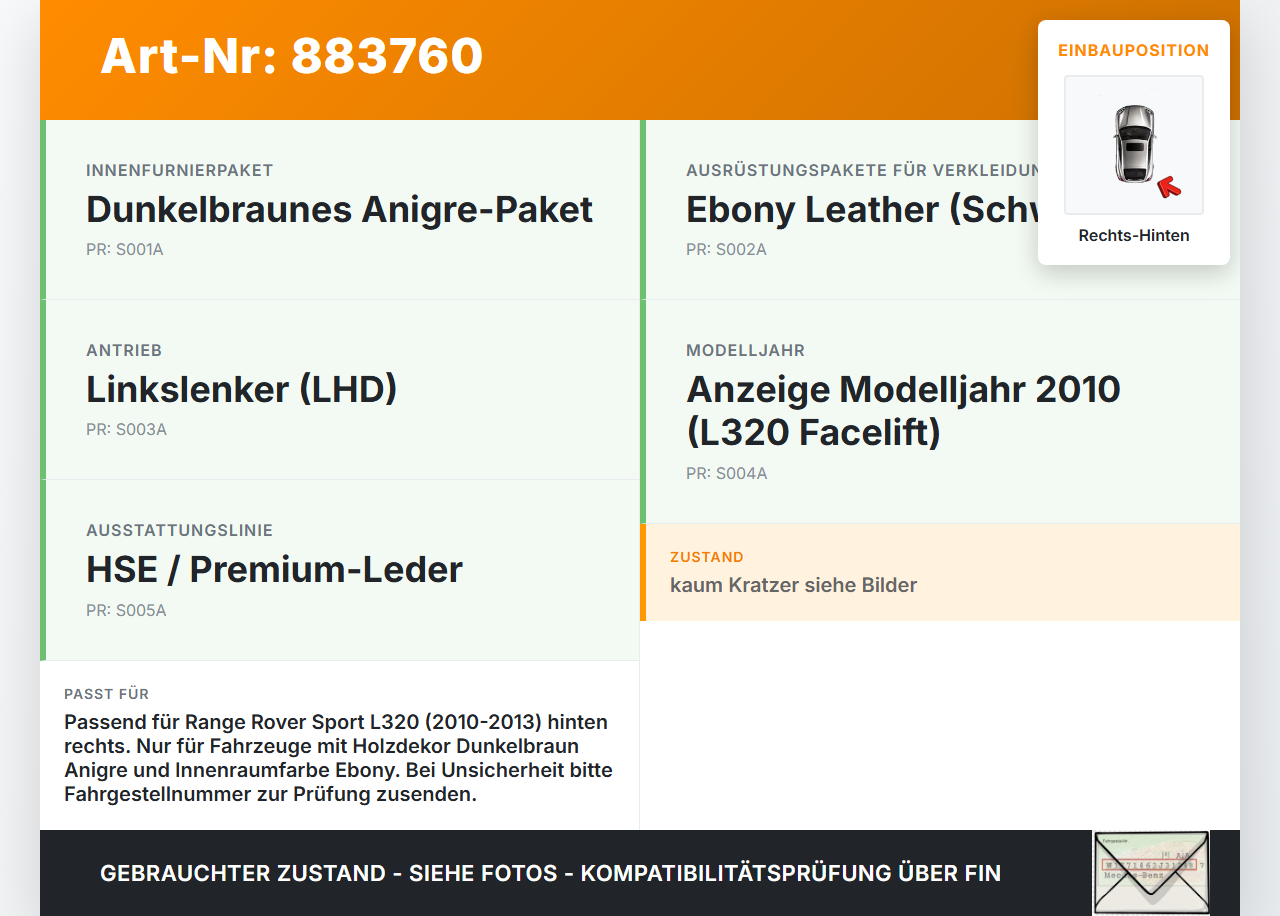 Range Rover Sport LS 10-13 Blende für Türverkleidung Abdeckung Rechts Hinten Holzdekor Range Rover Sport LS 10-13... Vorschau 3