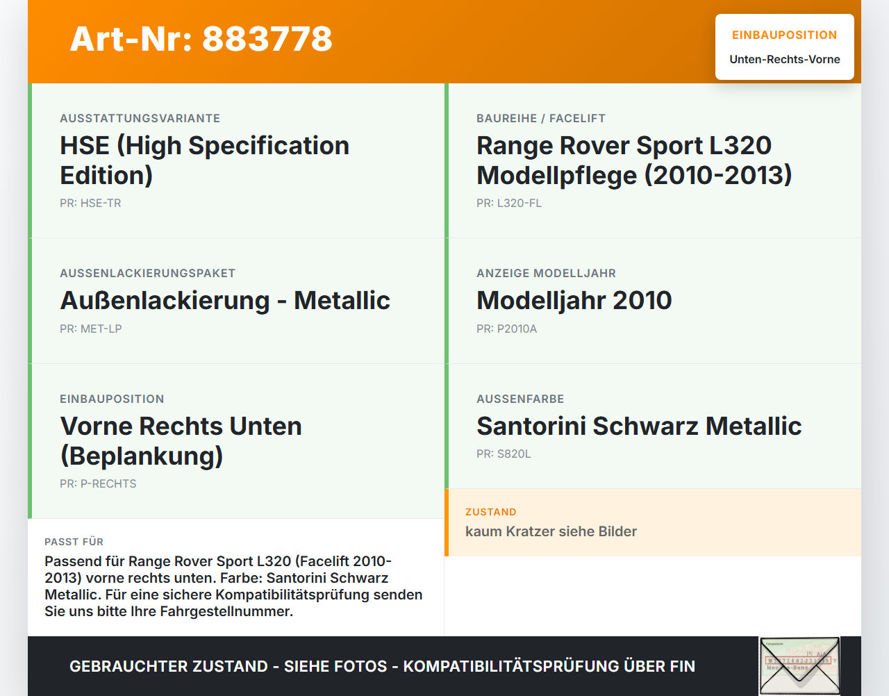 Range Rover Sport LS 10-13 Türleiste Beplankung Aussen Unten Rechts Vorne Range Rover Sport LS 10-13 21.10.2009... Vorschau 3