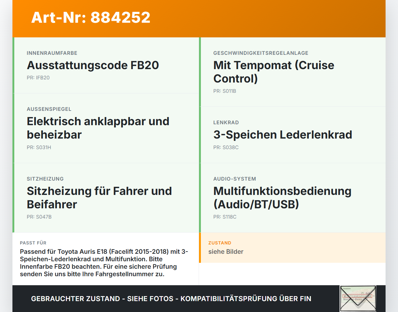 Toyota Auris E18 15-18 Kombi Blende Innen Zierleiste für Lenkrad Toyota Auris E18 15-18 01.06.2015 CS1840 gebraucht Vorschau 3