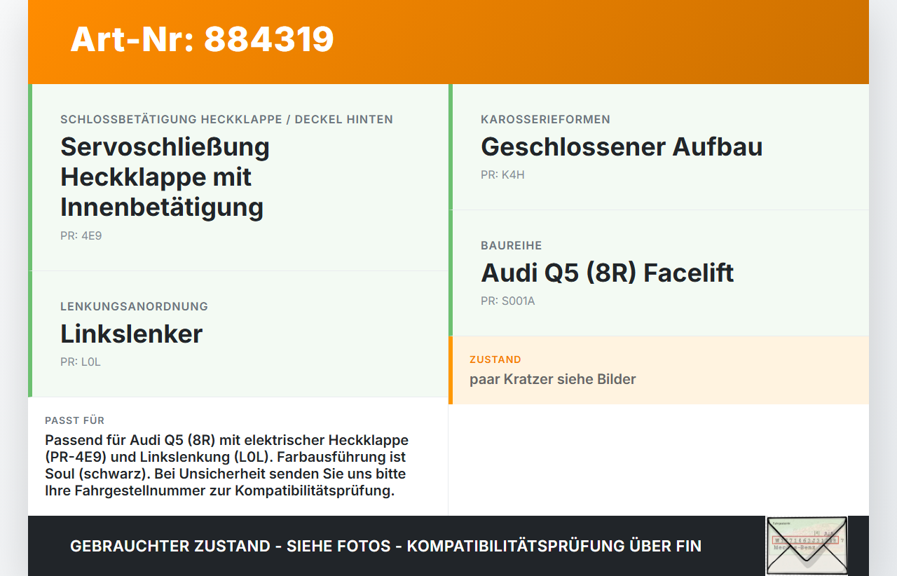 Audi Q5 8R 12-17 Schalter Öffner für Elektr. Heckklappe Audi Q5 8R 12-17 26.10.2016 4G0959831A 4G0959831A5PR... Vorschau 3