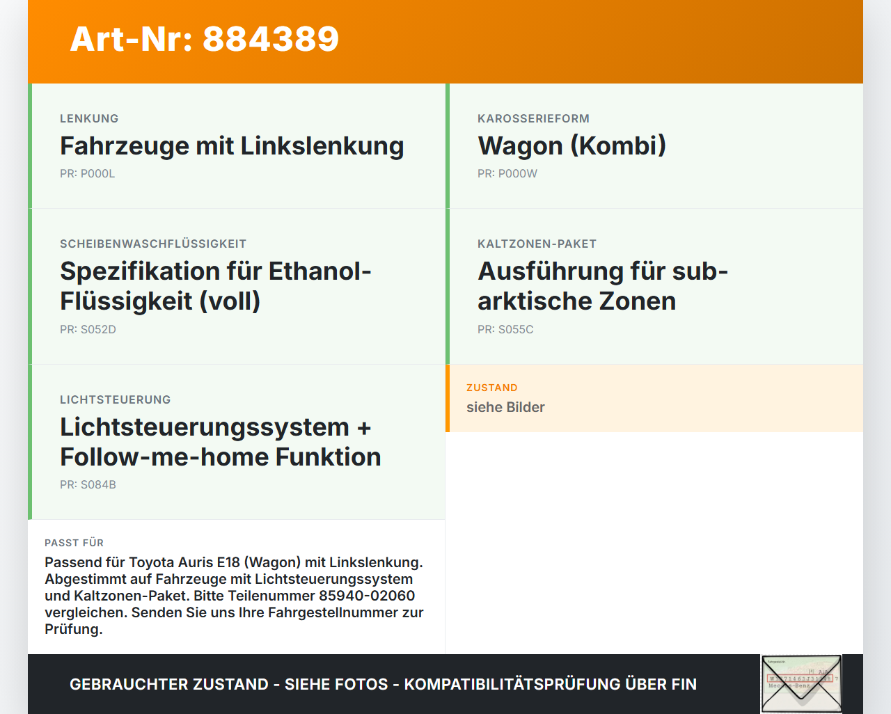 Toyota Auris E18 15-18 Steuergerät ECU Modul SG Scheibenwischer Toyota Auris E18 15-18 01.06.2015 8594002060... Vorschau 3