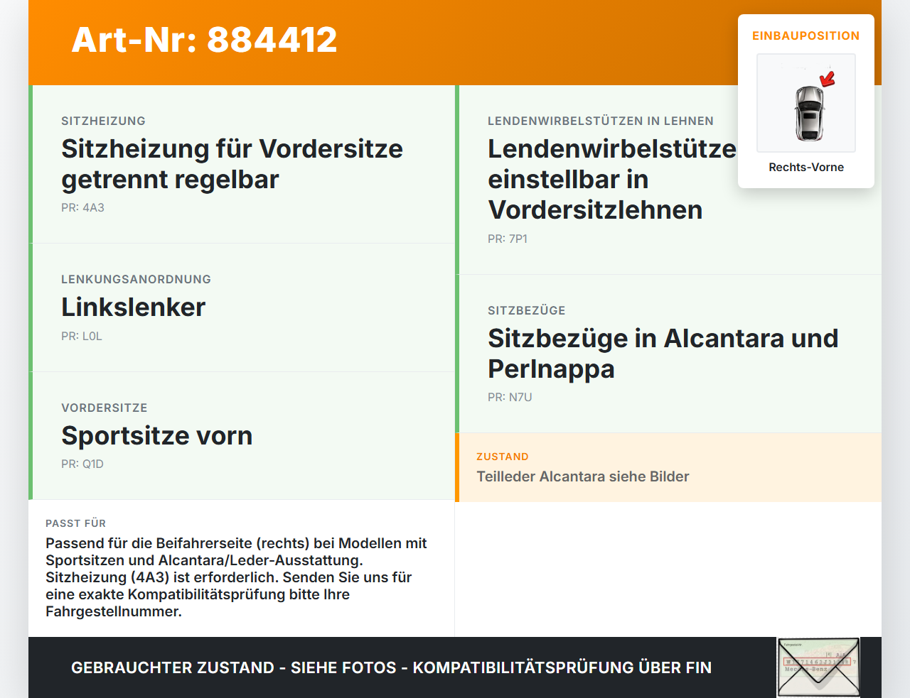 Audi Q5 8R 12-17 Sitzbezug Sitzpolster für Beifahrersitz Rechts Vorne beheizt Audi Q5 8R 12-17 26.10.2016... Vorschau 3