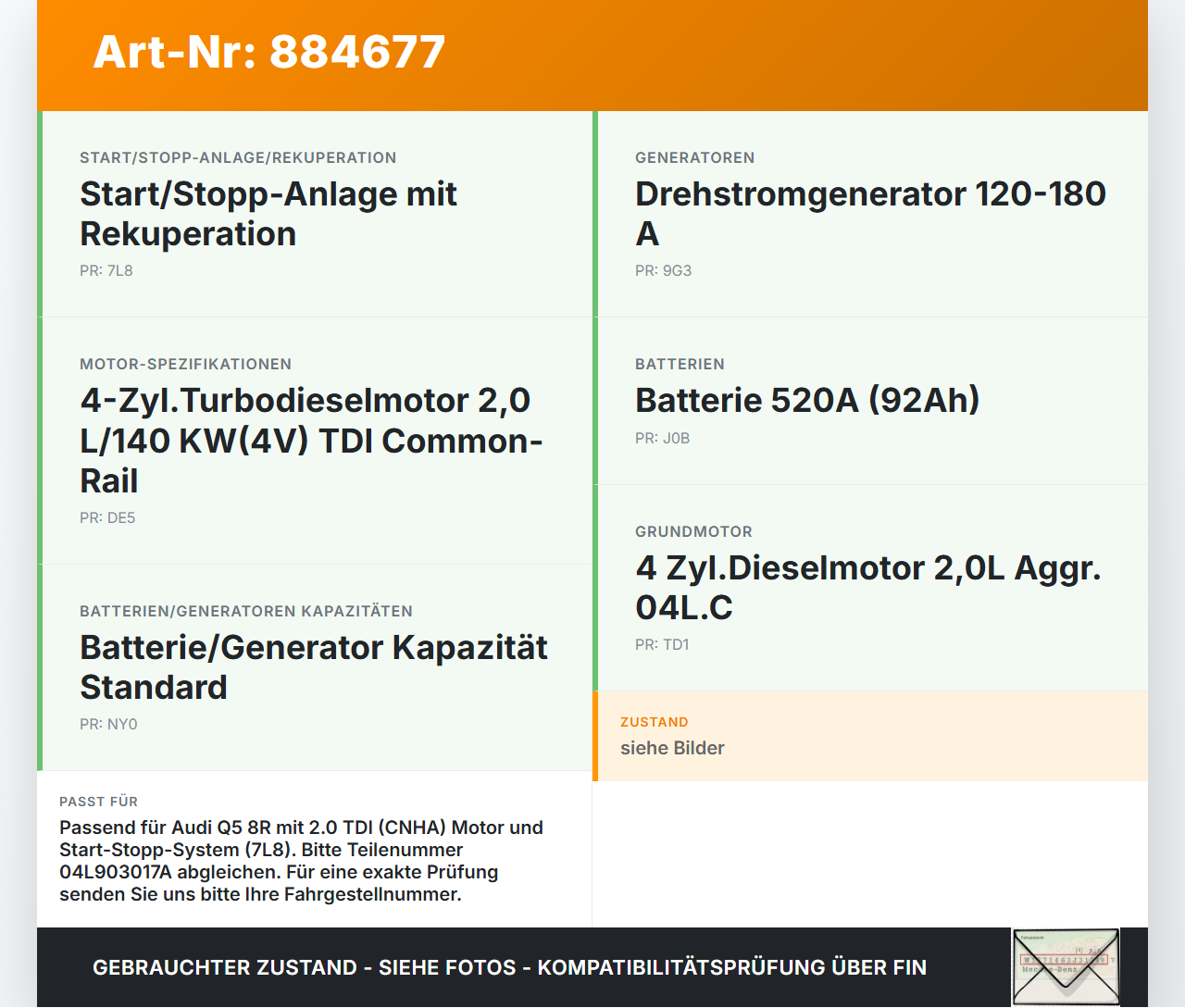 Audi Q5 8R 12-17 TDI 2,0 140KW Lichtmaschine Generator 180A Audi Q5 8R 12-17 26.10.2016 04L903017A 2619817C... Vorschau 3