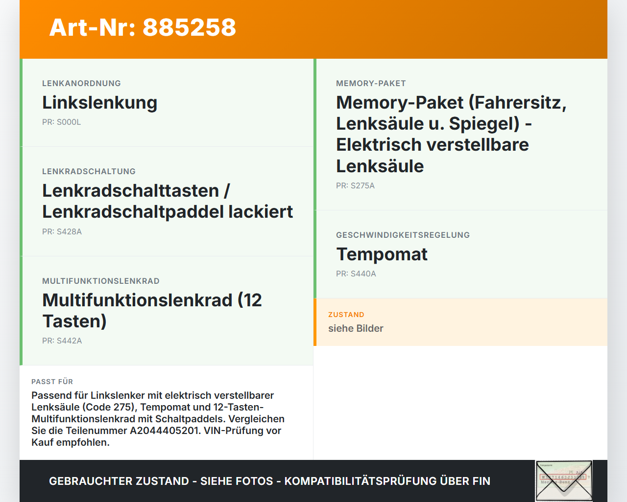 Mercedes GLK X204 320 09-12 Lenkstockschalter Blinker Wischer Kombischalter Schleifring Mercedes GLK X204 320 09-12... Vorschau 3