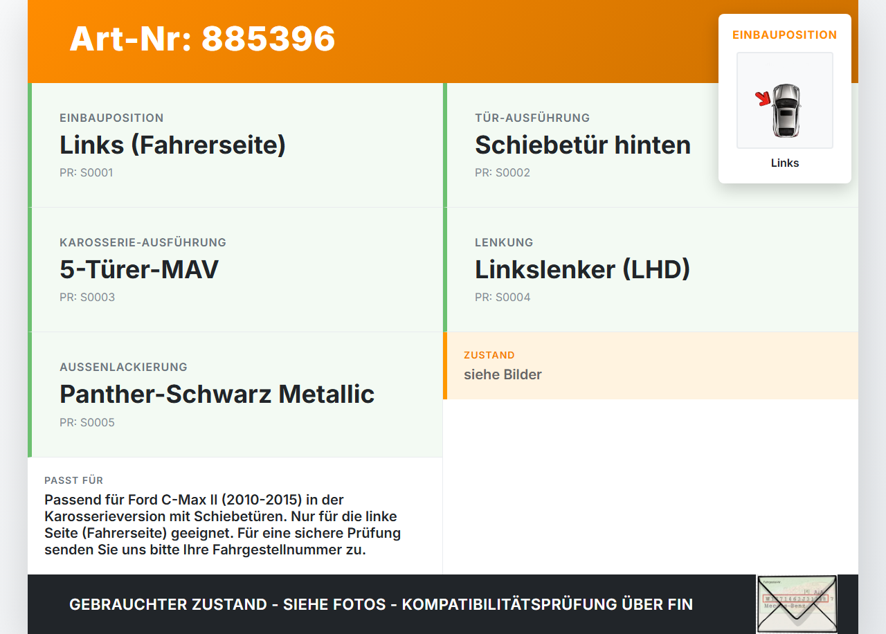Ford C-Max II 10-15 Laufschiene für Schiebetür Links Ford C-Max II 10-15 20.08.2015 AM51-U25017-BA gebraucht Vorschau 3