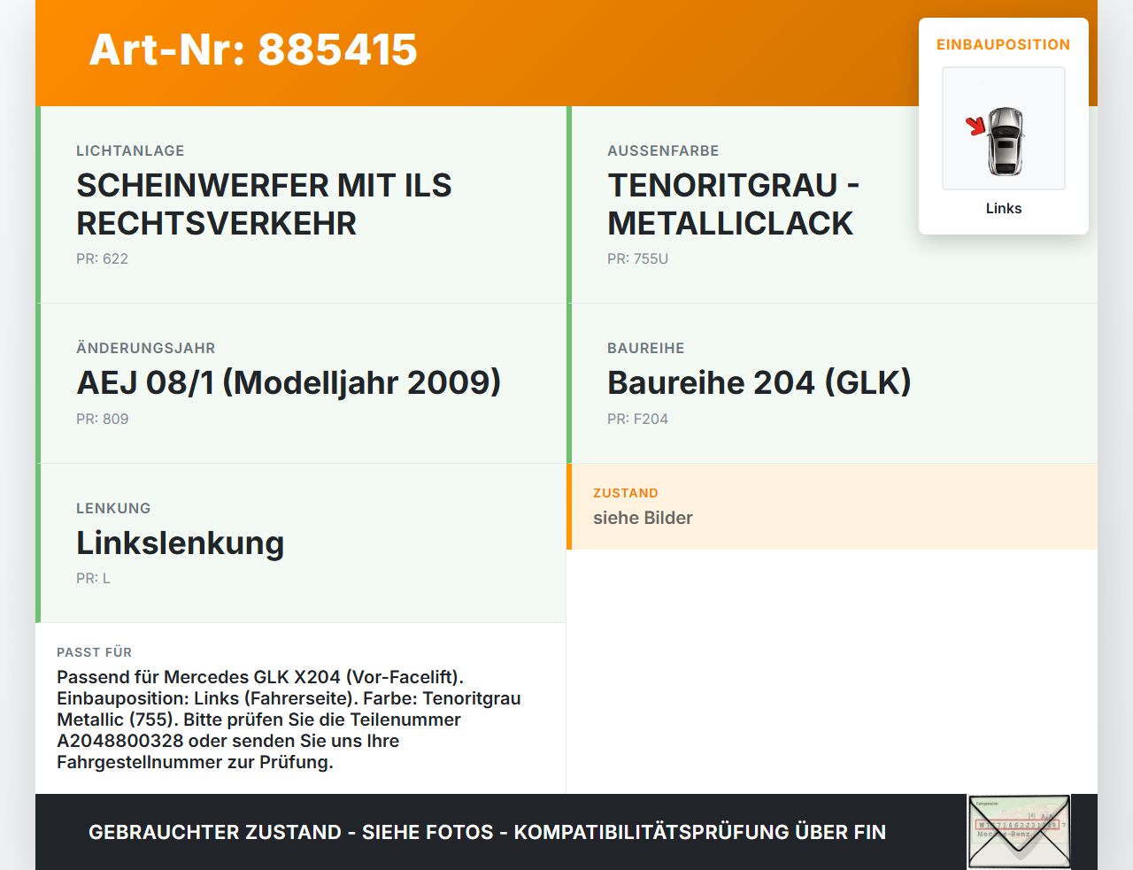 Mercedes GLK X204 320 09-12 Scharnier für Motorhaube Motorhaubenscharnier Links Mercedes GLK X204 320 09-12... Vorschau 3