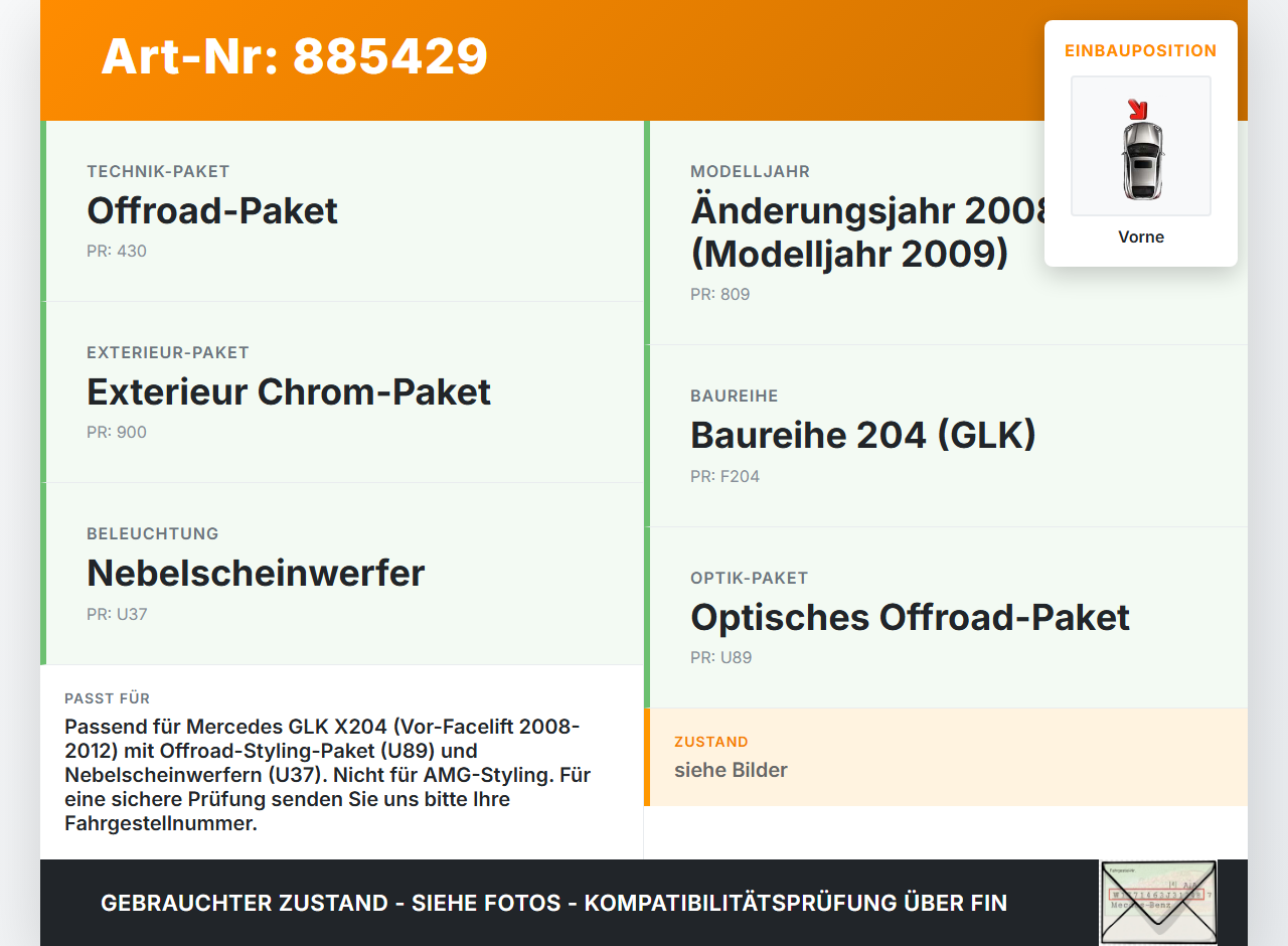 Mercedes GLK X204 320 09-12 Lufteinlassgitter für Stoßstange Stoßfänger Vorne 755 Mercedes GLK X204 320 09-12... Vorschau 3