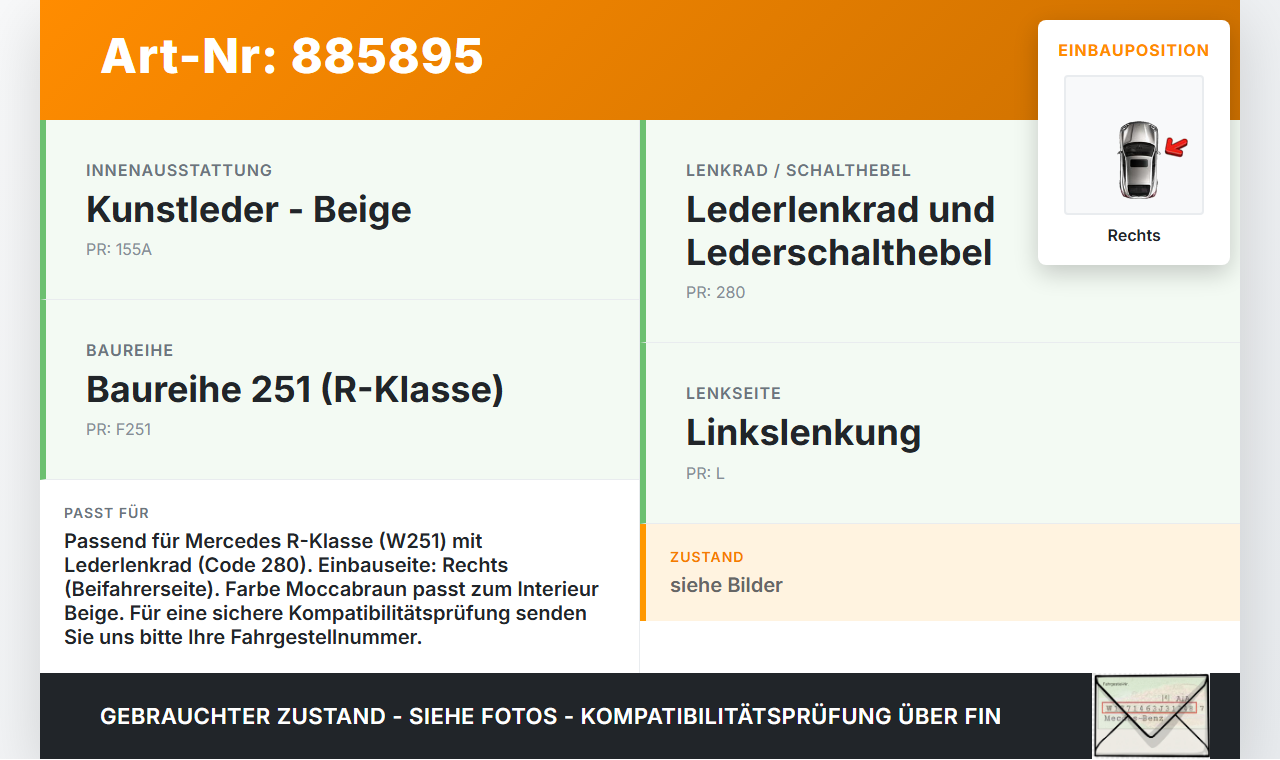 Mercedes W251 R300 10-13 Lenkradschalter Multifunktionstasten Schalter MOCCABRAUN für Lenkrad Rechts Mercedes W251... Vorschau 3