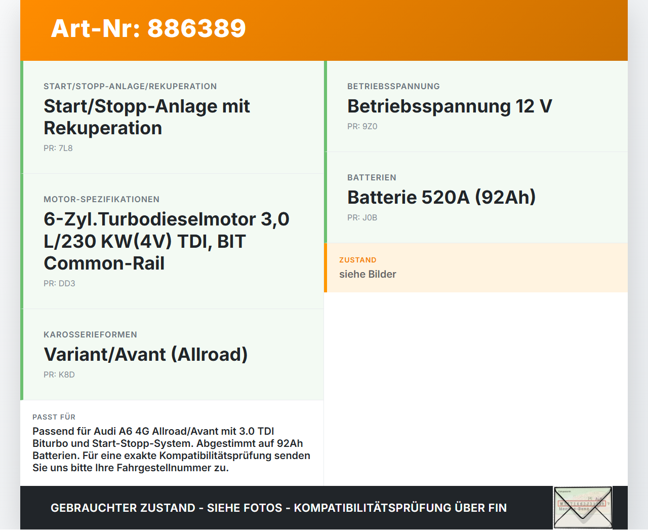 Audi A6 4G C7 Allroad 12-14 Kombi Sicherung Überlastschutz f. Batterie Minus Klemme Audi A6 4G C7 Allroad 12-14... Vorschau 3