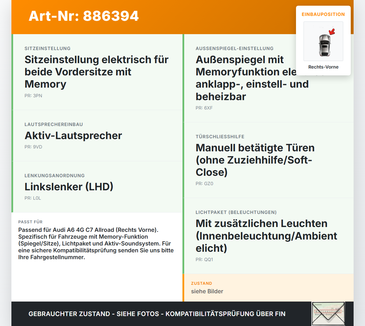 Audi A6 4G C7 Allroad 12-14 Kombi Kabelbaum für Tür und Fensterheber Rechts Vorne Audi A6 4G C7 Allroad 12-14... Vorschau 3