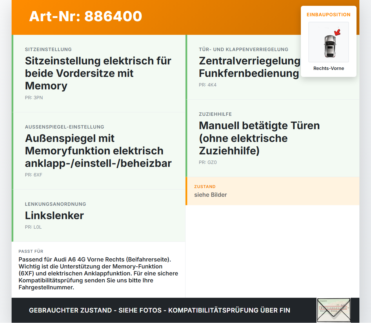 Audi A6 4G C7 Allroad 12-14 Kombi Fensterhebermotor mit Fensterheber Rechts Vorne Audi A6 4G C7 Allroad 12-14... Vorschau 3