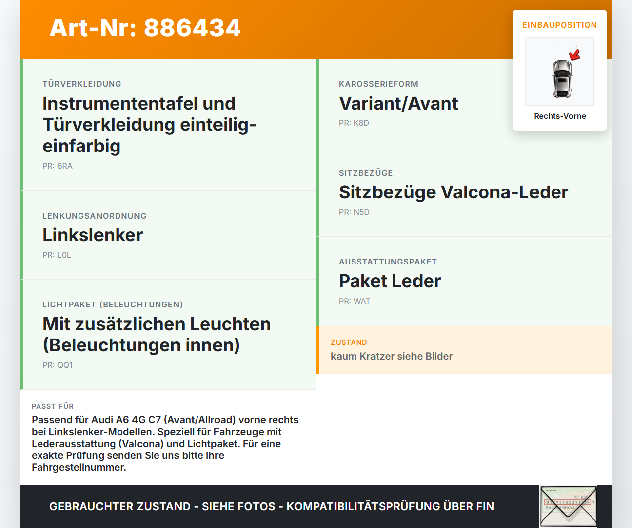 Audi A6 4G C7 Allroad 12-14 Kombi Türgriff Türgriff Griff Innen Rechts Vorne Leder Audi A6 4G C7 Allroad 12-14... Vorschau 3