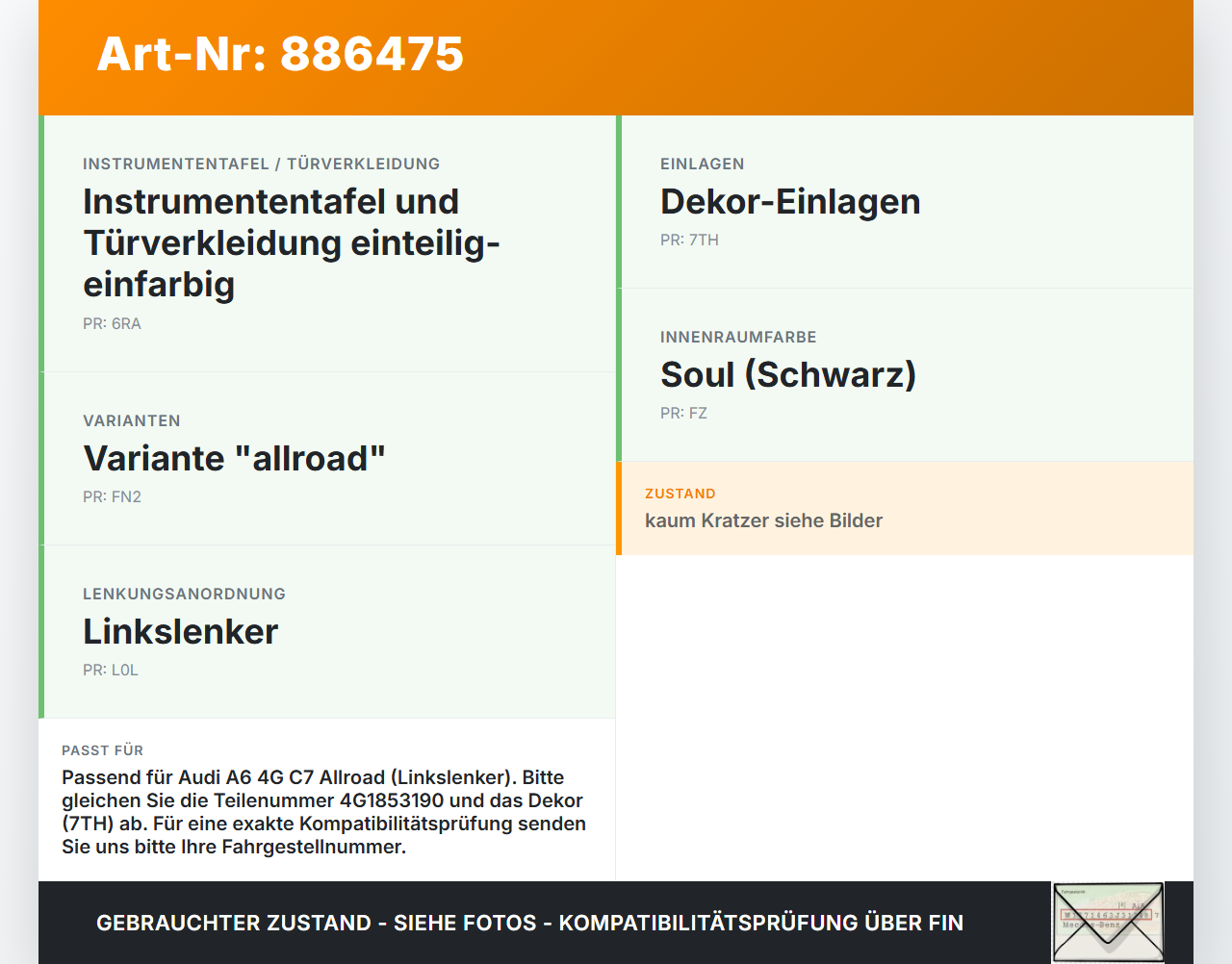 Audi A6 4G C7 Allroad 12-14 Blende Armaturenbrett Abdeckung Audi A6 4G C7 Allroad 12-14 18.09.2014 4G1853190AB... Vorschau 3