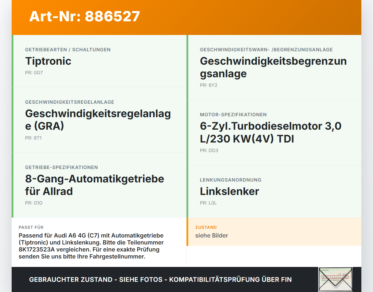 Audi A6 4G C7 Allroad 12-14 TDI 3,0 230KW Gaswertgeber Gaspedal Audi A6 4G C7 Allroad 12-14 18.09.2014 8K1723523A... Vorschau 3