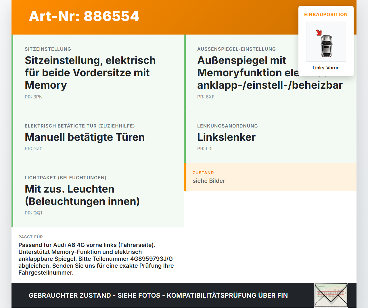 Audi A6 4G C7 Allroad 12-14 Steuergerät SG Türsteuergerät Links Vorne Audi A6 4G C7 Allroad 12-14 18.09.2014... Vorschau 3